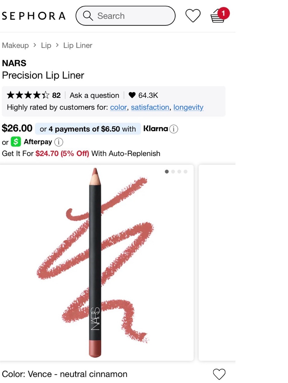 NARS Precision Lip Liner Vence - Pink Nude - Picture 3 of 3